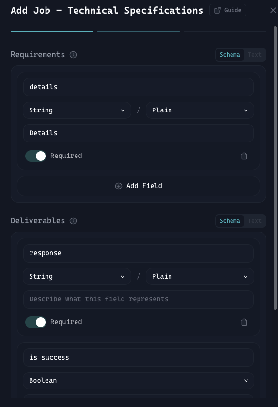 Add job specification
